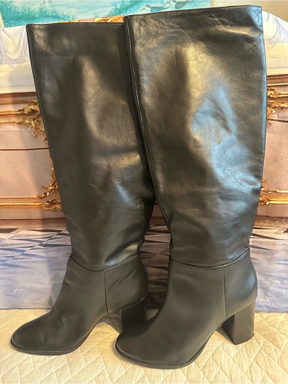 🎄 Schutz Lucienne Up black Nappa leather tall boots 37/39